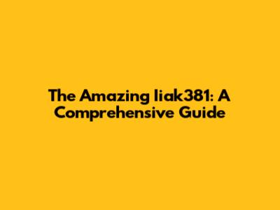The Amazing Iiak381: A Comprehensive Guide