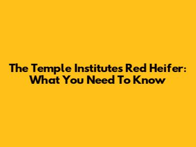 The Temple Institute's Red Heifer: What You Need To Know