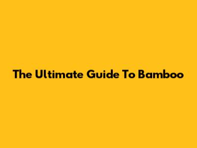 The Ultimate Guide To Bamboo