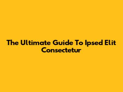 The Ultimate Guide To Ipsed Elit Consectetur