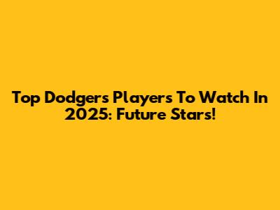 Top Dodgers Players To Watch In 2025: Future Stars!