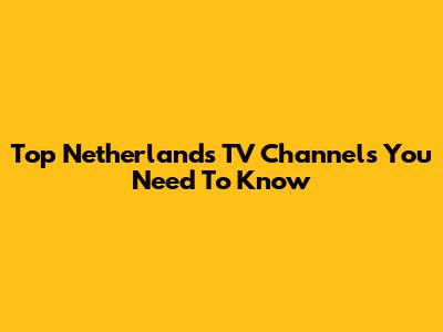 Top Netherlands TV Channels You Need To Know