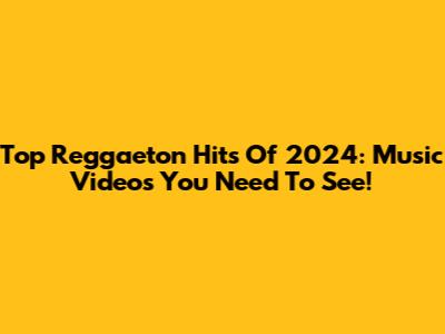 Top Reggaeton Hits Of 2024: Music Videos You Need To See!