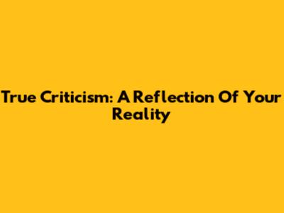 True Criticism: A Reflection Of Your Reality