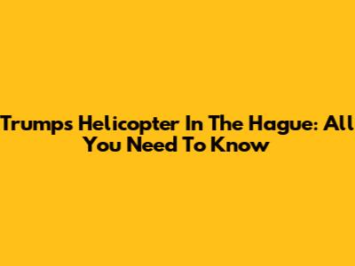 Trump's Helicopter In The Hague: All You Need To Know