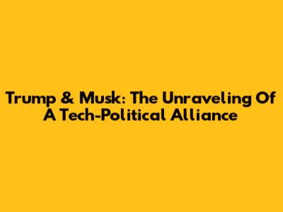 Trump & Musk: The Unraveling Of A Tech-Political Alliance