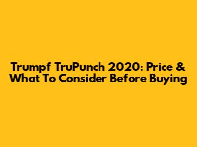 Trumpf TruPunch 2020: Price & What To Consider Before Buying
