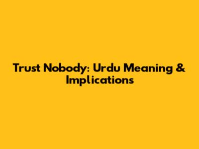 Trust Nobody: Urdu Meaning & Implications