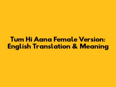 Tum Hi Aana Female Version: English Translation & Meaning