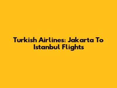 Turkish Airlines: Jakarta To Istanbul Flights