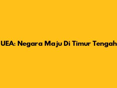 UEA: Negara Maju Di Timur Tengah