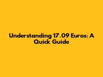 Understanding 17.09 Euros: A Quick Guide