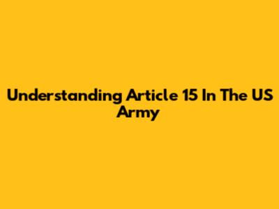 Understanding Article 15 In The US Army