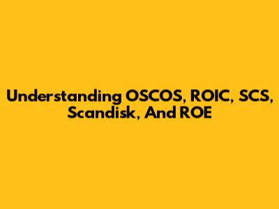Understanding OSCOS, ROIC, SCS, Scandisk, And ROE