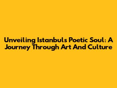 Unveiling Istanbul's Poetic Soul: A Journey Through Art And Culture