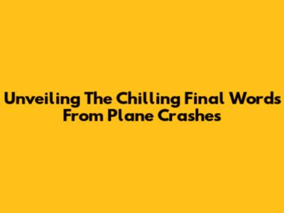 Unveiling The Chilling Final Words From Plane Crashes