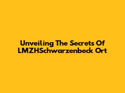 Unveiling The Secrets Of LMZHSchwarzenbeck Ort
