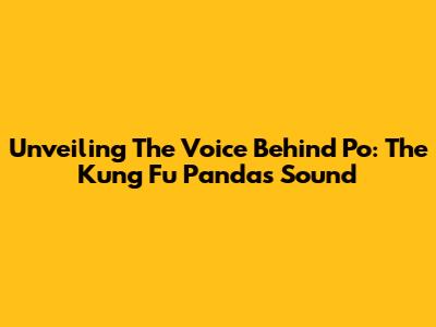 Unveiling The Voice Behind Po: The Kung Fu Panda's Sound