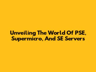 Unveiling The World Of PSE, Supermicro, And SE Servers