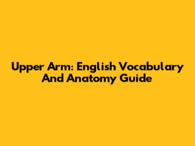 Upper Arm: English Vocabulary And Anatomy Guide