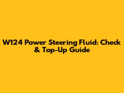 W124 Power Steering Fluid: Check & Top-Up Guide