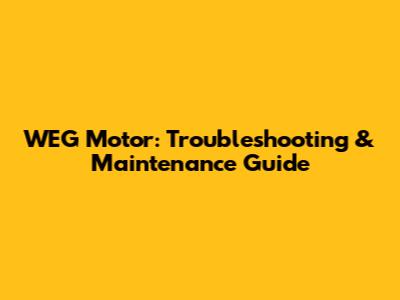 WEG Motor: Troubleshooting & Maintenance Guide