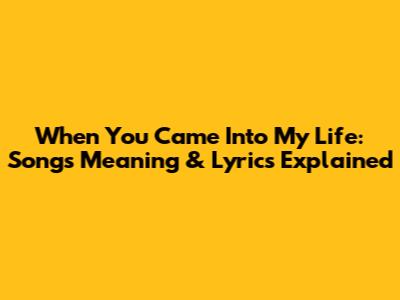 When You Came Into My Life: Song's Meaning & Lyrics Explained