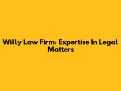 Willy Law Firm: Expertise In Legal Matters