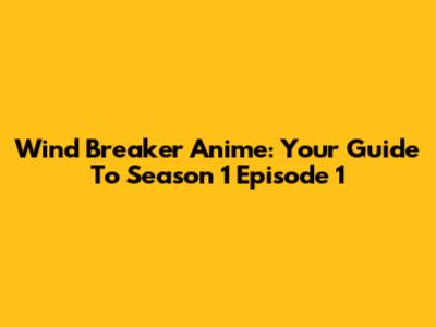 Wind Breaker Anime: Your Guide To Season 1 Episode 1
