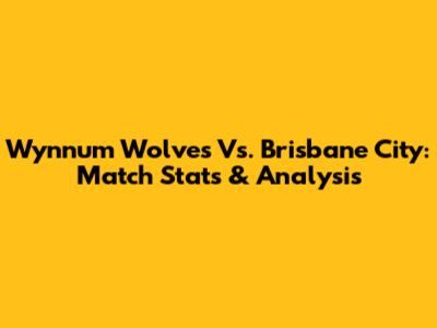 Wynnum Wolves Vs. Brisbane City: Match Stats & Analysis