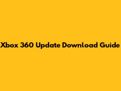 Xbox 360 Update Download Guide
