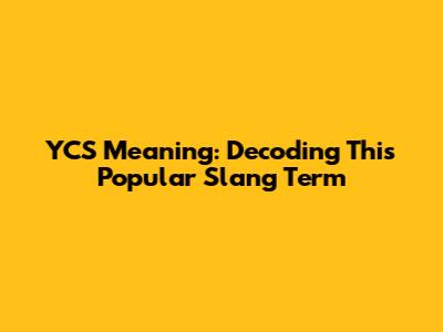 YCS Meaning: Decoding This Popular Slang Term