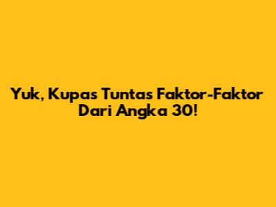 Yuk, Kupas Tuntas Faktor-Faktor Dari Angka 30!