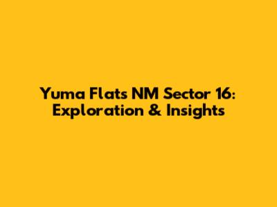 Yuma Flats NM Sector 16: Exploration & Insights