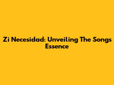 Zi Necesidad: Unveiling The Song's Essence