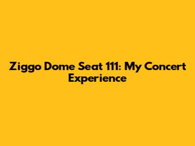 Ziggo Dome Seat 111: My Concert Experience