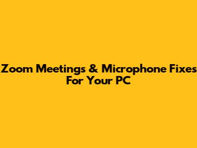 Zoom Meetings & Microphone Fixes For Your PC